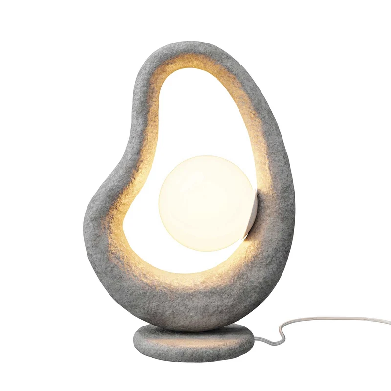 Opus - Lampe à poser wabi-sabi en polyrésine et verre, style contemporain