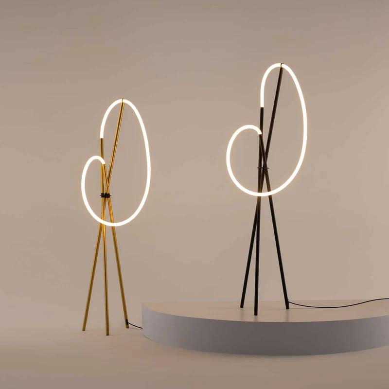 Crochet - Lampadaire LED flexible en aluminium, style contemporain