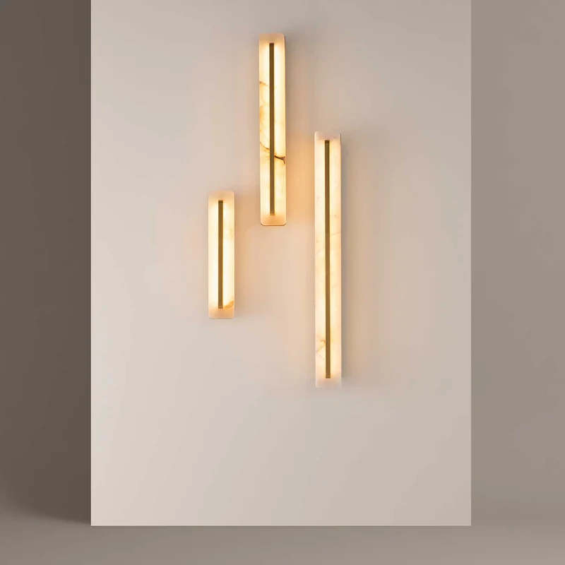 Albatre - Applique LED design en marbre et laiton