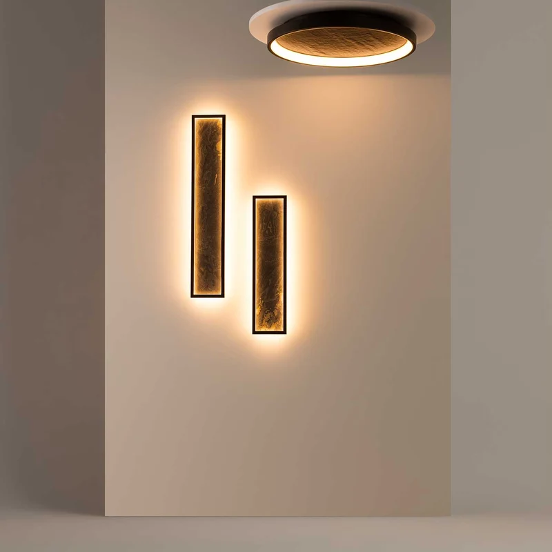 Orign - Applique murale LED texturée en métal effet pierre, style zen