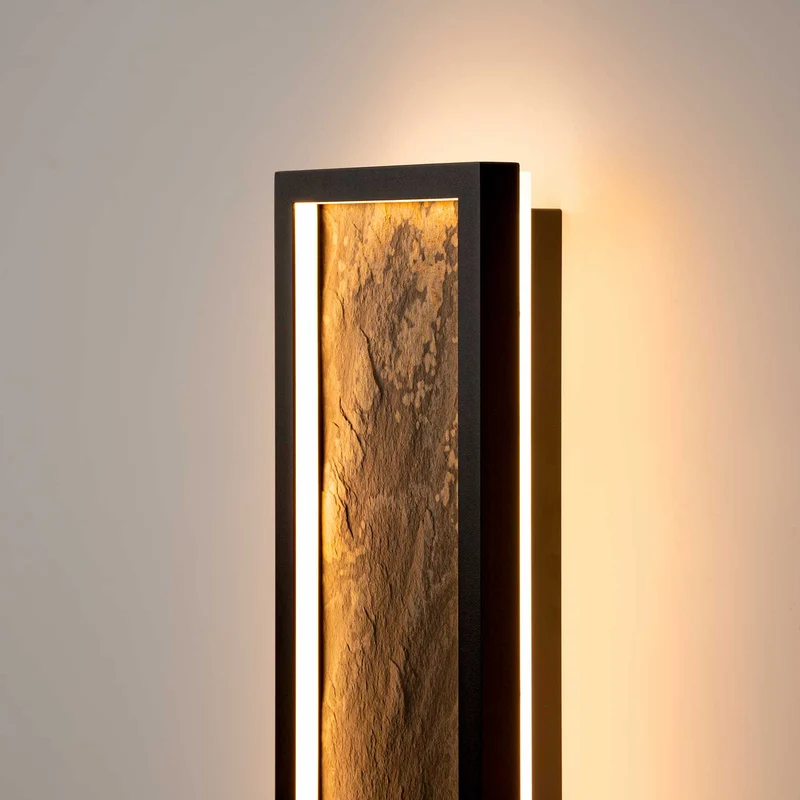Orign - Applique murale LED texturée en métal effet pierre, style zen
