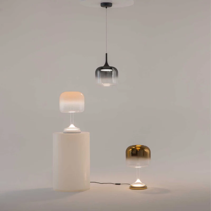 Spirito - Lampe à poser à globe lumineux en métal et verre, style contemporain