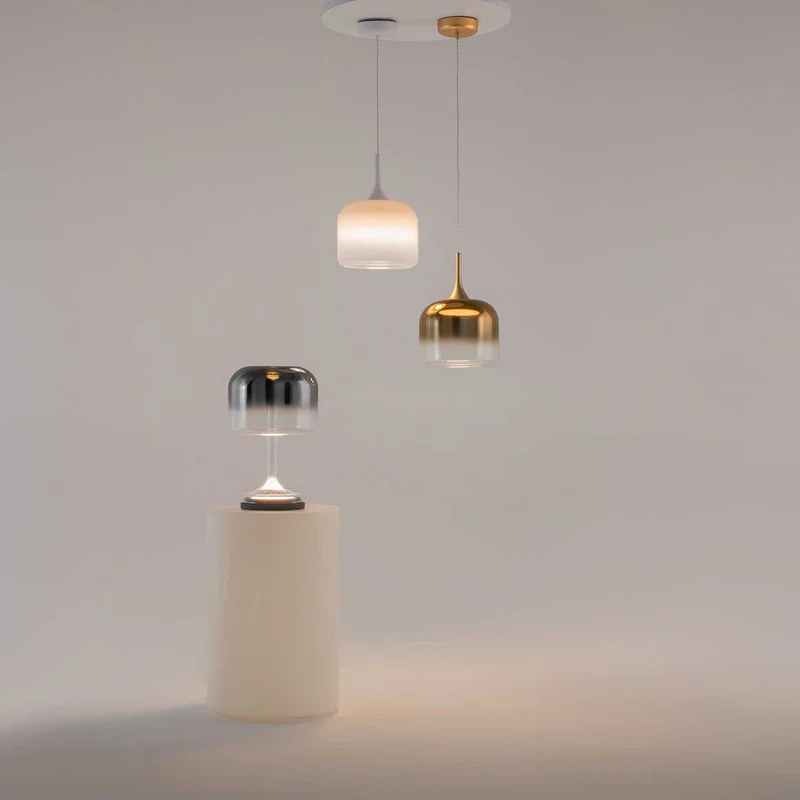 Spirito - Lampe à poser à globe lumineux en métal et verre, style contemporain
