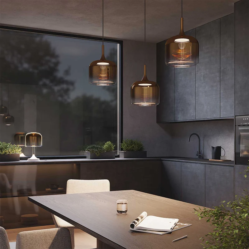 Spirito - Lampe à poser à globe lumineux en métal et verre, style contemporain