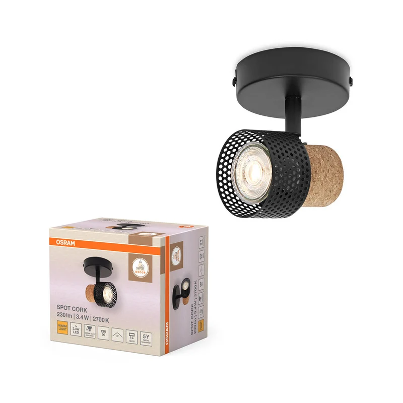 OSRAM DECOR SPOT CORK lampada da soffitto, 1 x 3,4W, 230lm, nero