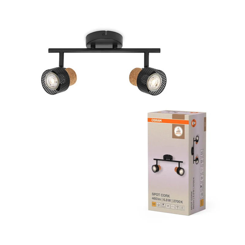 OSRAM DECOR SPOT CORK lampada da soffitto, 2 x 3,4W, 460lm, nero