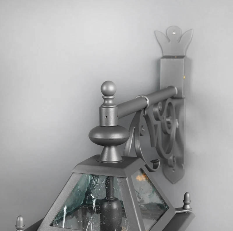 Casa Padrino Luxus Außen Laterne Grau B. 34 x H. 67 cm - Handgefertigte Laterne aus Schmiedeeisen - Luxus Kollektion - Edel & Prunkvoll