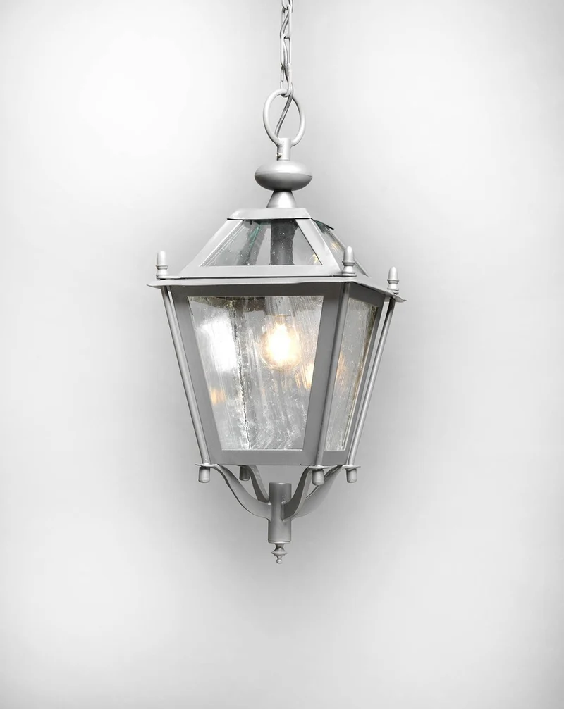 Casa Padrino Luxus Außen Hängeleuchte Laterne Grau B. 39 x H. 72 cm - Handgefertigte Laterne aus Schmiedeeisen - Luxus Kollektion - Edel & Prunkvoll