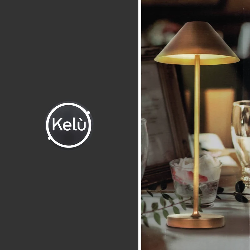 Kelù Lampada LED da tavolo senza fili, lampada portatile per esterni, a batteria usb ricaricabile, H35 cm oro