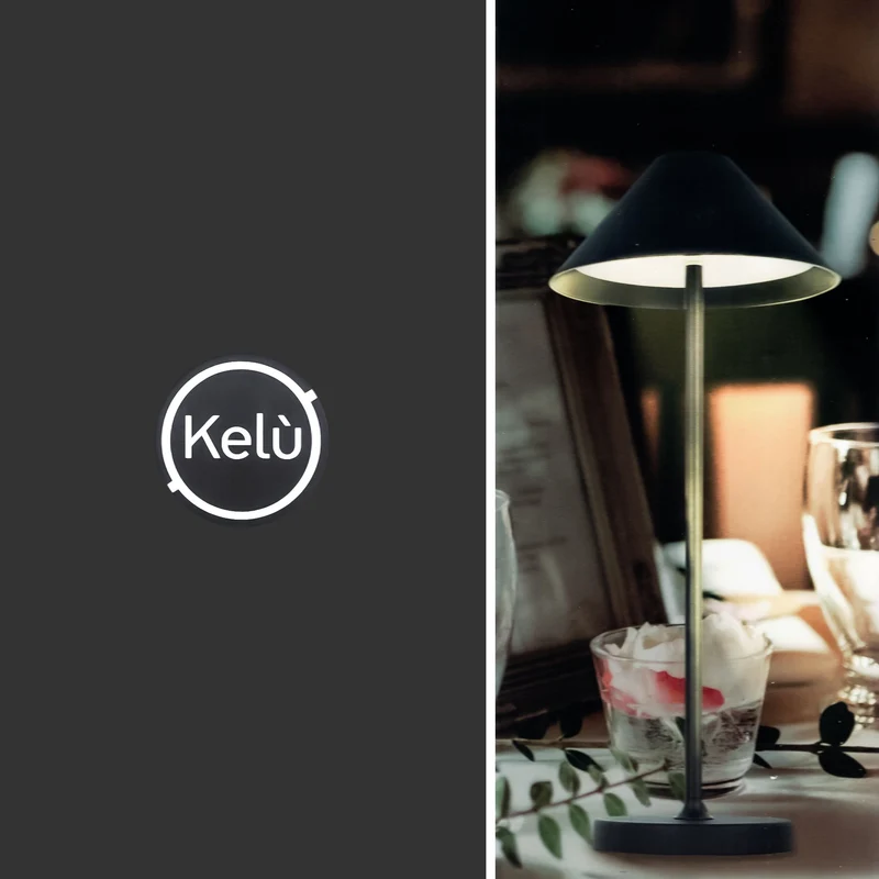 Kelù Lampada LED da tavolo senza fili H35 cm, lampada portatile per esterni a batteria usb, ricaricabile, nera