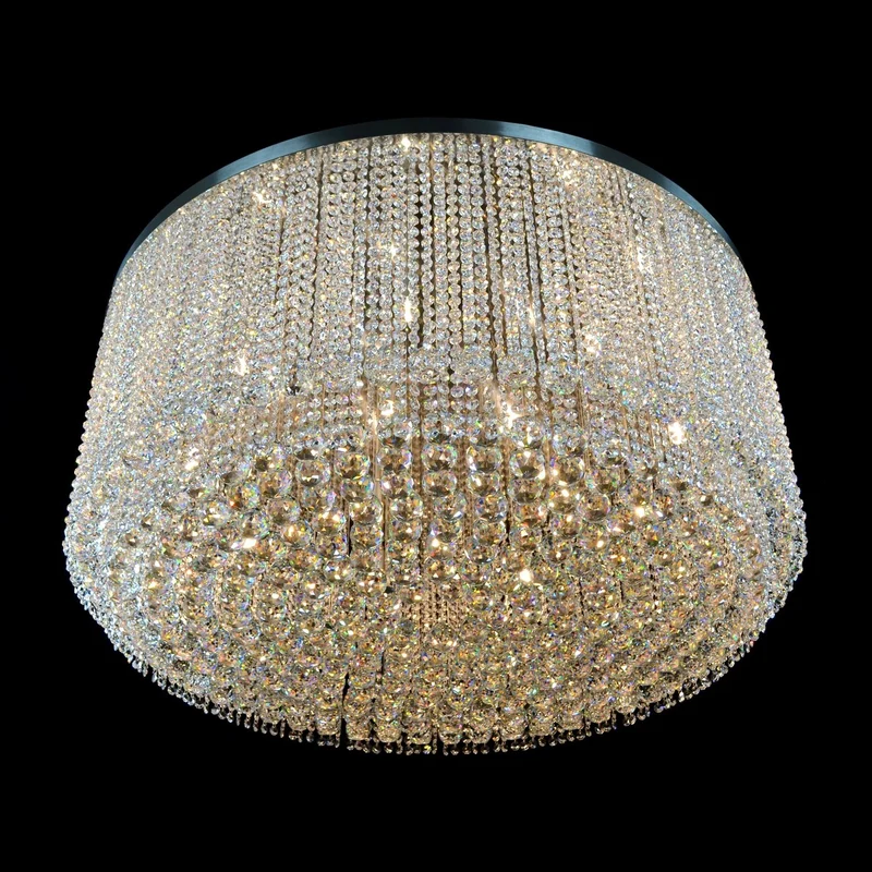 Casa Padrino Luxus Kristall Deckenleuchte Silber Ø 100 x H. 45 cm - Prunkvolle Messing Deckenleuchte mit böhmischem Kristallglas - Barock Möbel - Edel & Prunkvoll