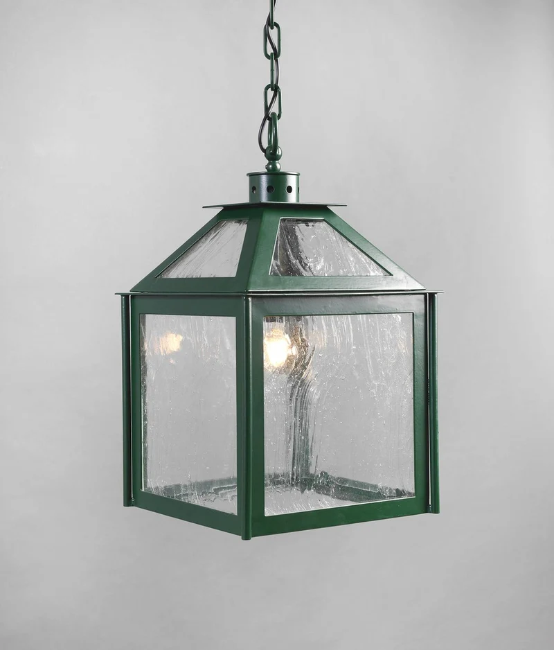 Casa Padrino Luxus Außen Hängeleuchte Laterne Grün B. 32.5 x H. 52 cm - Handgefertigte Laterne aus Schmiedeeisen - Luxus Kollektion - Edel & Prunkvoll