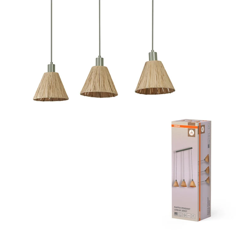 OSRAM DECOR Lampada a sospensione Decor Rafia Lineare verde, 3xE27
