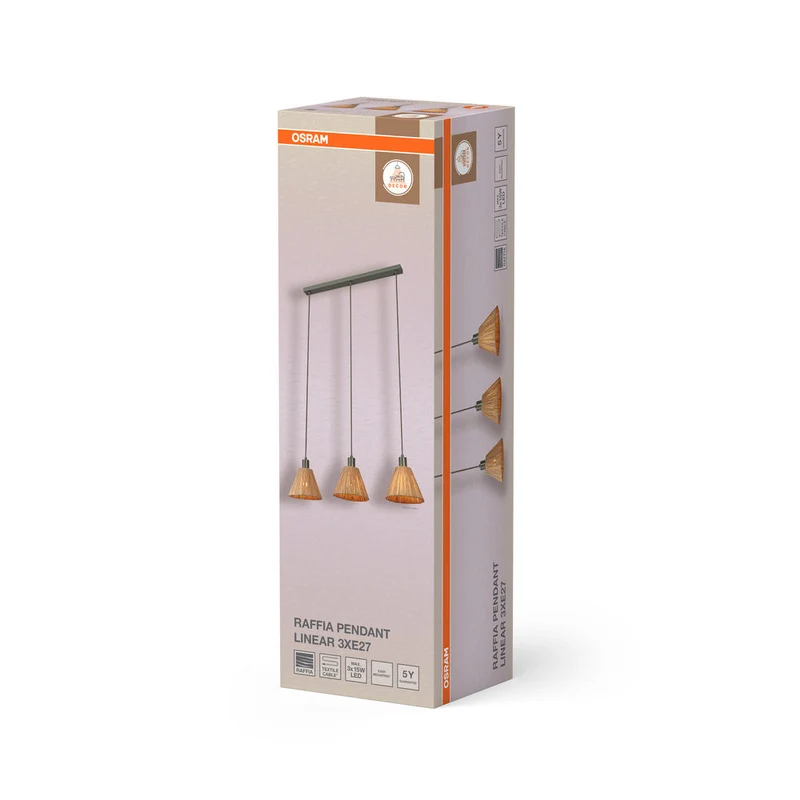 OSRAM DECOR Lampada a sospensione Decor Rafia Lineare verde, 3xE27