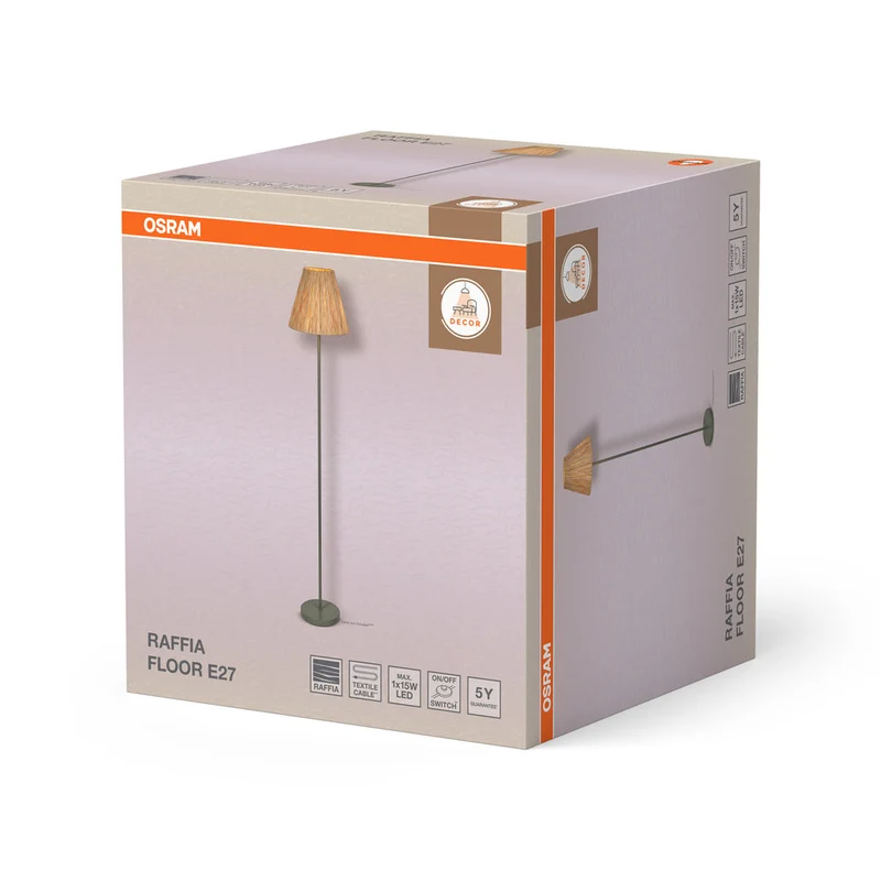 OSRAM DECOR Lampada da terra Decor Raffia verde-marrone, E27, 300 mm