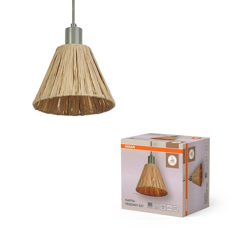 OSRAM DECOR Lampada a sospensione Decor Rafia verde-marrone, E27, 200 mm