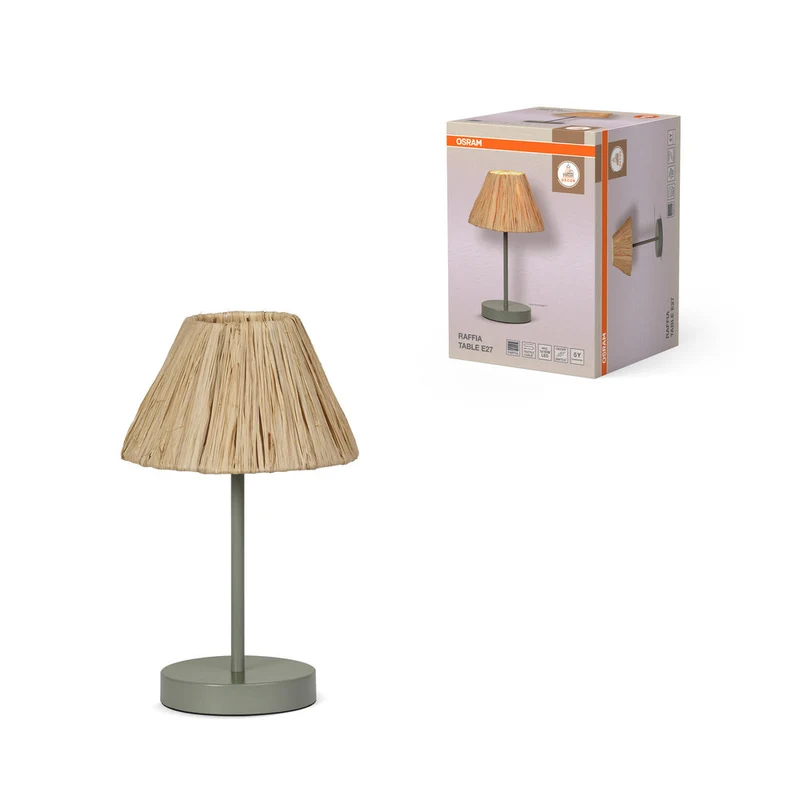 OSRAM DECOR Lampada da tavolo Decor Rafia verde-marrone, E27, 200 mm
