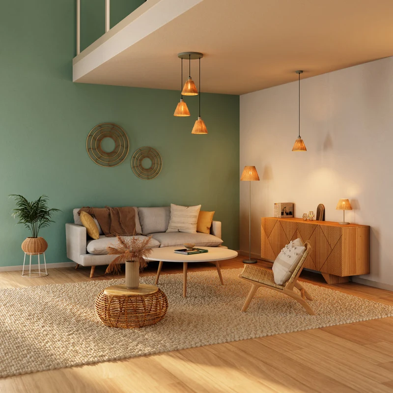 OSRAM DECOR Lampada da tavolo Decor Rafia verde-marrone, E27, 200 mm