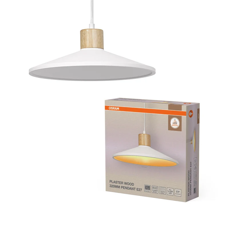 OSRAM DECOR Plaster Wood Gips lampada a sospensione, E27, 320 mm