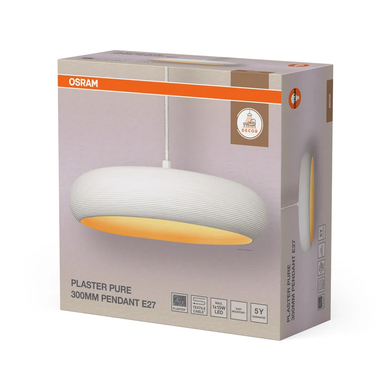 OSRAM DECOR Lampada in gesso per parete, lampada a sospensione, E27, 298 mm
