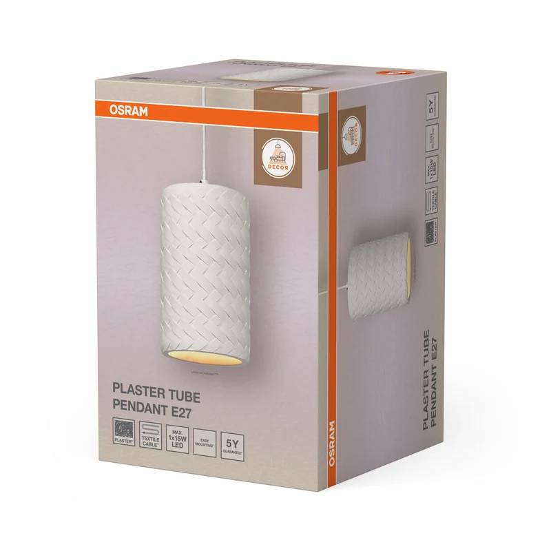 OSRAM DECOR Tubo in gesso lampada a sospensione, E27, 140 mm