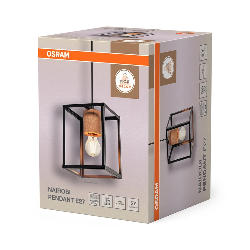 OSRAM DECOR Nairobi lampada a sospensione, nero, attacco E27