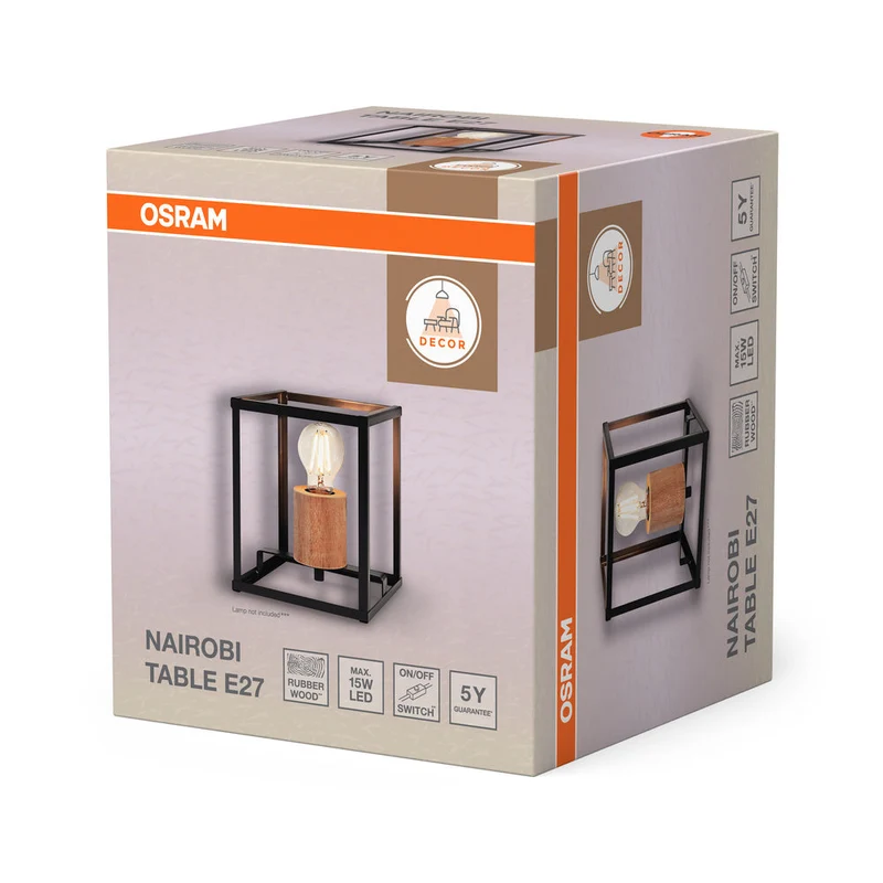 OSRAM DECOR Nairobi lampada da tavolo, nero, attacco E27