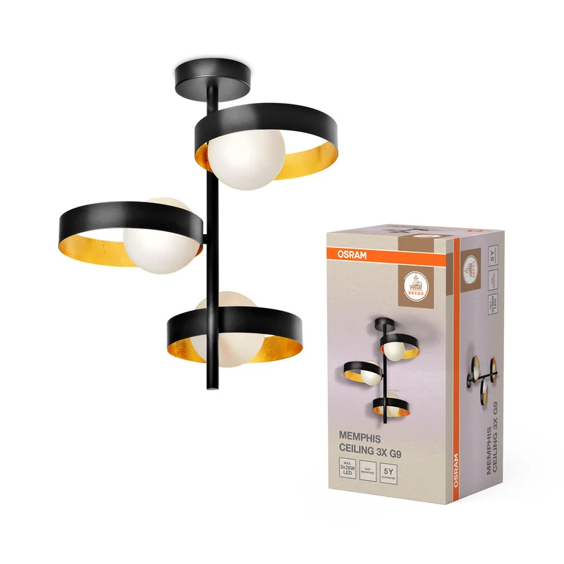 OSRAM DECOR Memphis lampada da soffitto, nero/oro, G9