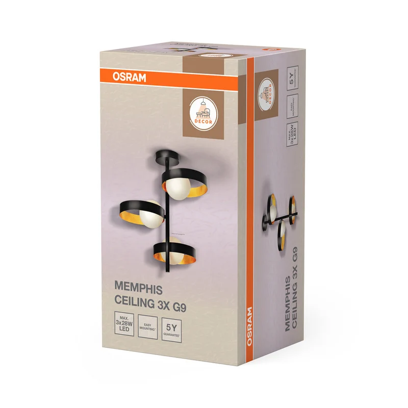 OSRAM DECOR Memphis lampada da soffitto, nero/oro, G9