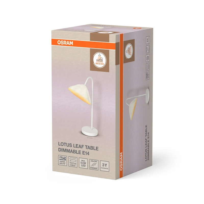 OSRAM DECOR Lampada da tavolo Decor Lotus Leaf bianca, E14, dimmerabile