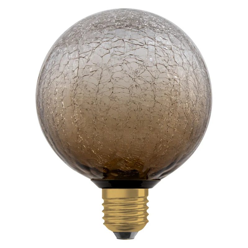 LAMPADA LED DECORATIVA IN VETRO CREPATO TONDA MARRONE