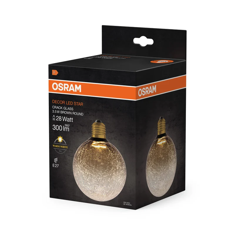 LAMPADA LED DECORATIVA IN VETRO CREPATO TONDA MARRONE