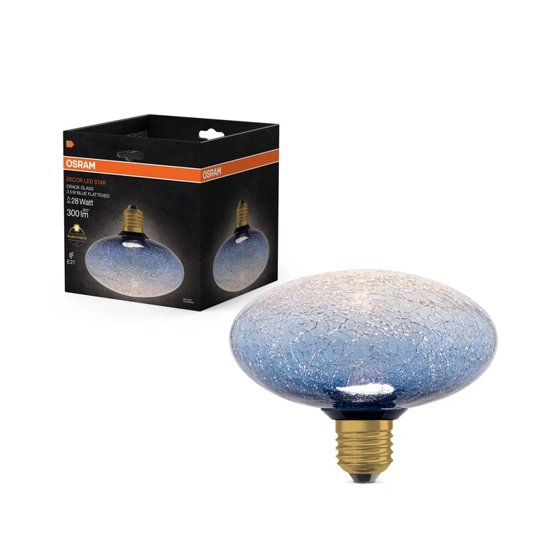 LAMPADA LED DECORATIVA IN VETRO CREPATO VETRO CREPATO APPIZZITO BLU
