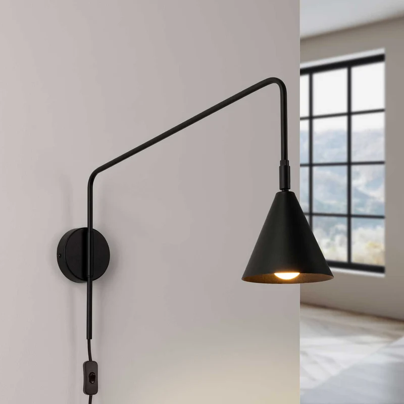 Atik - Applique murale industrielle déportée en acier, 61 cm