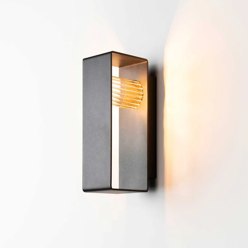 Frame - Borne extérieure LED en acier et verre, style contemporain, H 11,4 à 40 cm
