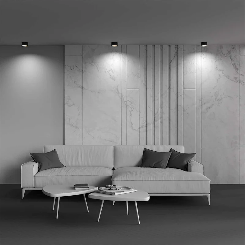 Vega - Spot LED en saillie rond en aluminium, style contemporain