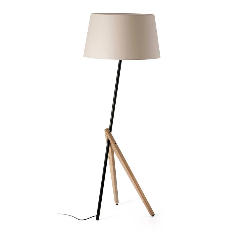 Treewood - Lampadaire en acier et frêne, style scandinave
