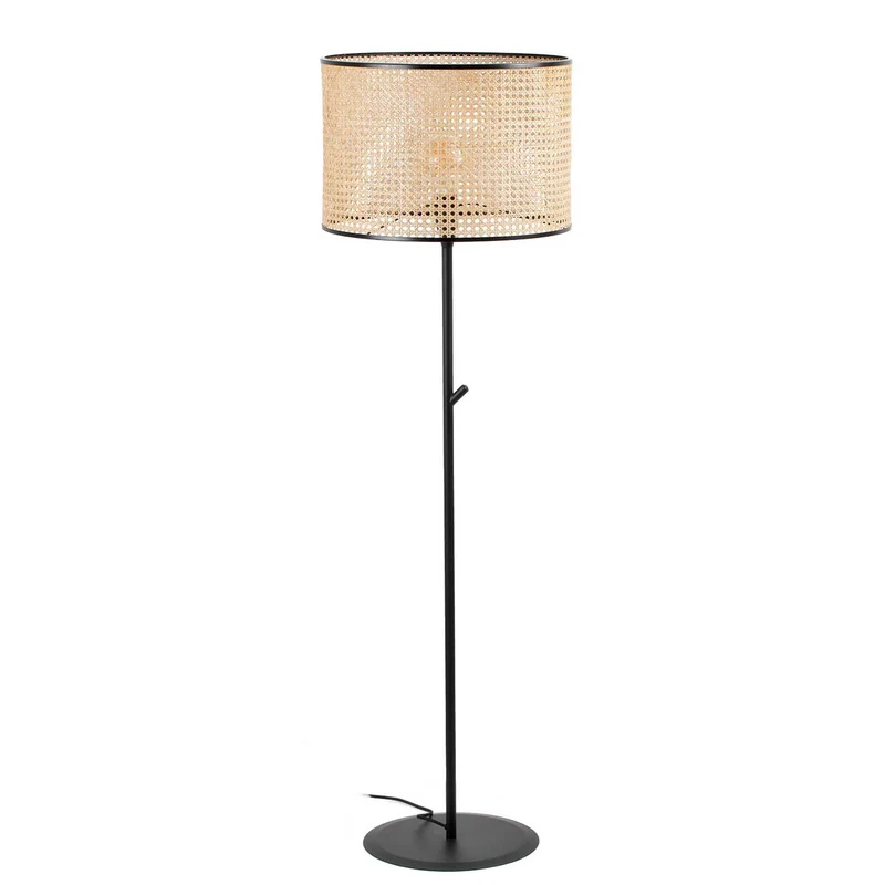 Mambo - Lampadaire en acier et rotin, style bohème
