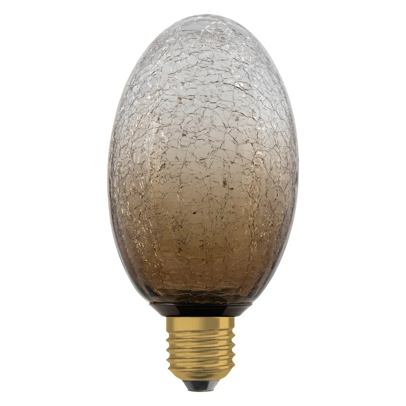 LAMPADA LED DECORATIVA IN VETRO CREPATO LUNGO MARRONE
