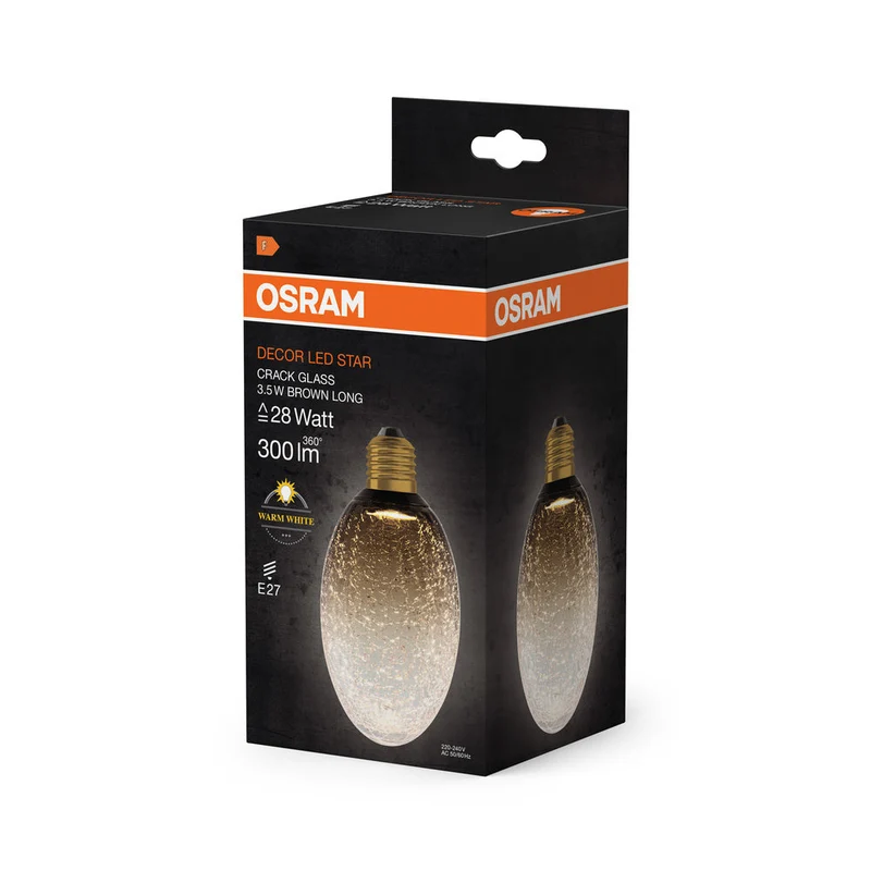 LAMPADA LED DECORATIVA IN VETRO CREPATO LUNGO MARRONE