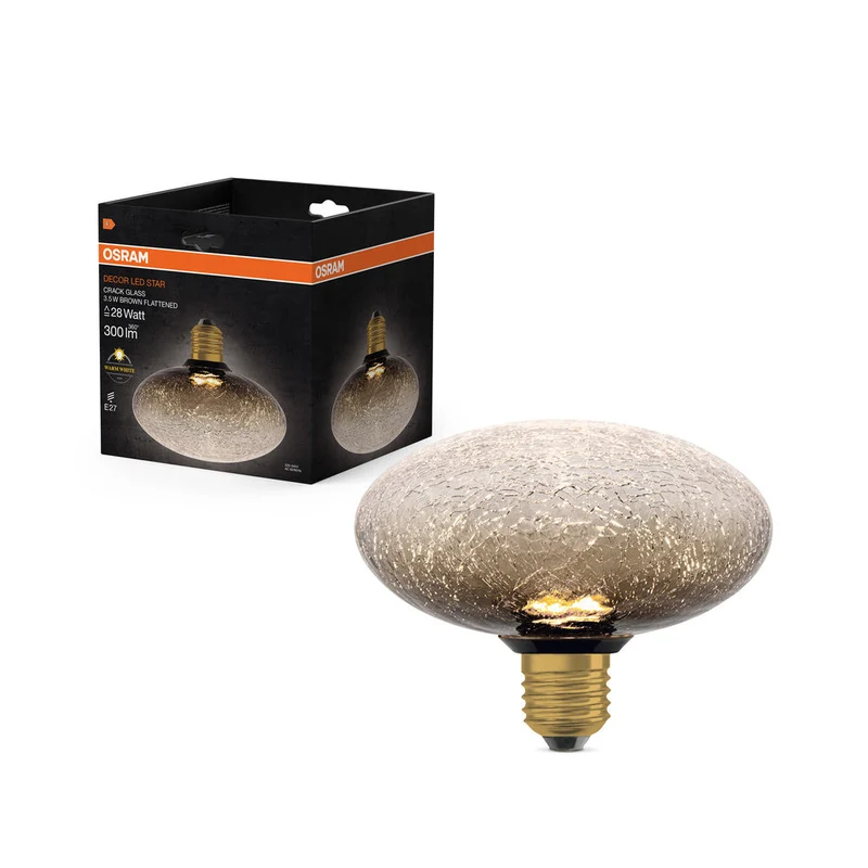 LAMPADA LED DECORATIVA IN VETRO CREPATO IN VETRO CREPATO APPATTITO MARRONE
