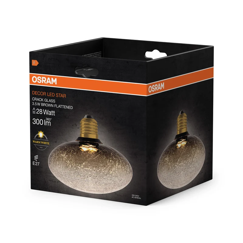 LAMPADA LED DECORATIVA IN VETRO CREPATO IN VETRO CREPATO APPATTITO MARRONE