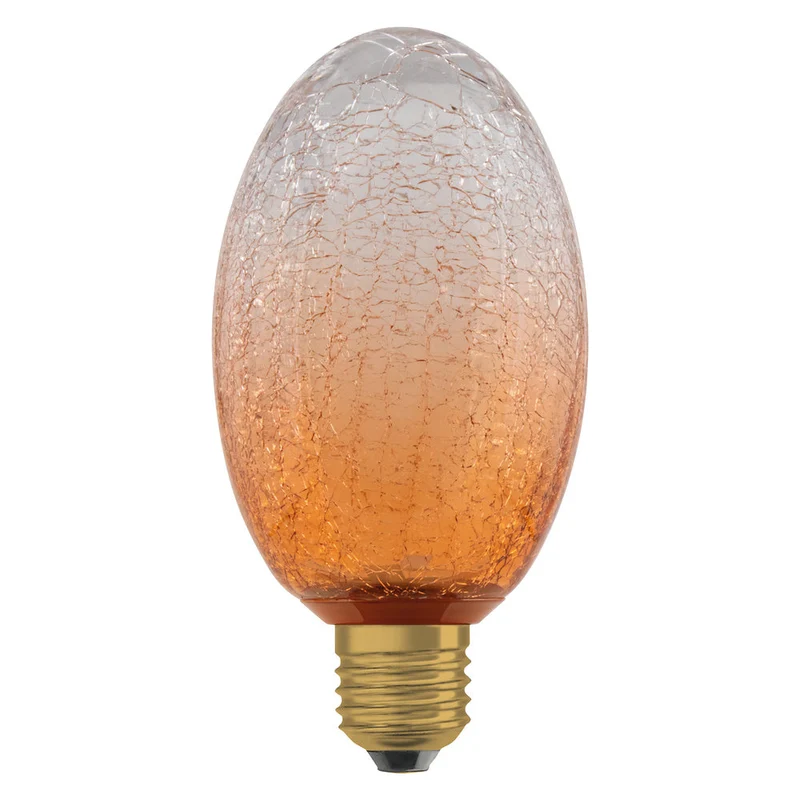 LAMPADA LED DECORATIVA IN VETRO CREPATO LUNGA ARANCIONE