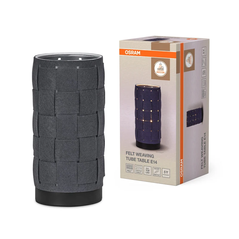 OSRAM DECOR Lampada da tavolo Decor Felt Weaving Tube grigio, E14