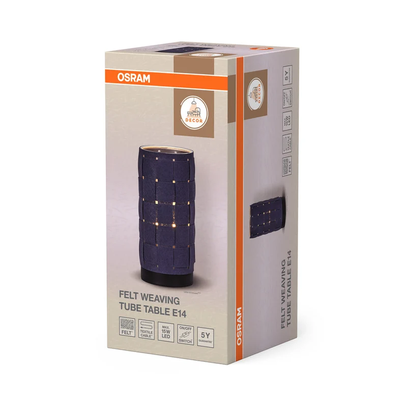 OSRAM DECOR Lampada da tavolo Decor Felt Weaving Tube grigio, E14