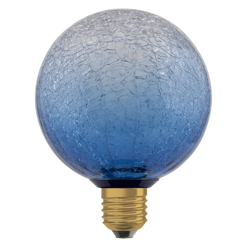 LAMPADA LED DECORATIVA IN VETRO CREPATO TONDA BLU