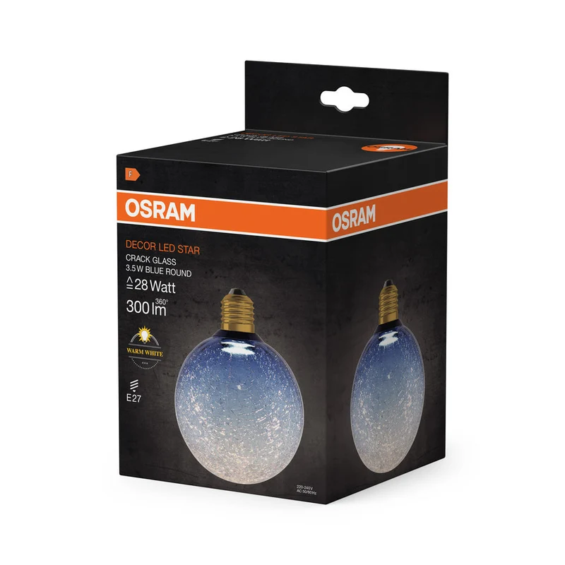 LAMPADA LED DECORATIVA IN VETRO CREPATO TONDA BLU