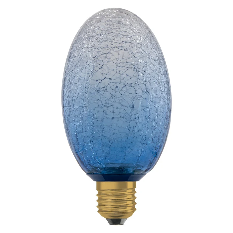 LAMPADA LED DECORATIVA IN VETRO CREPATO LUNGA BLU