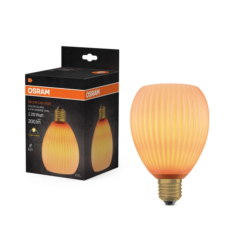 LAMPADA LED DECORATIVA IN VETRO COLORATO OVALE ARANCIONE