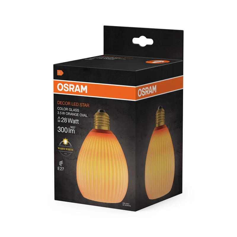 LAMPADA LED DECORATIVA IN VETRO COLORATO OVALE ARANCIONE